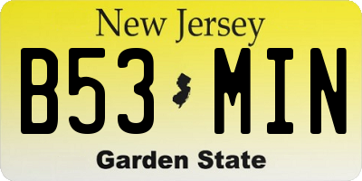 NJ license plate B53MIN