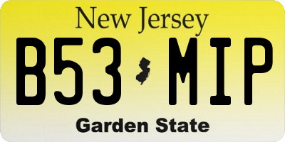 NJ license plate B53MIP