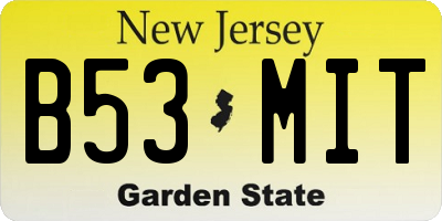 NJ license plate B53MIT
