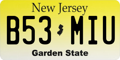 NJ license plate B53MIU