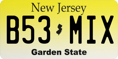 NJ license plate B53MIX