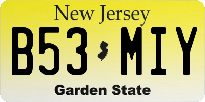 NJ license plate B53MIY