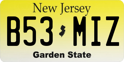 NJ license plate B53MIZ