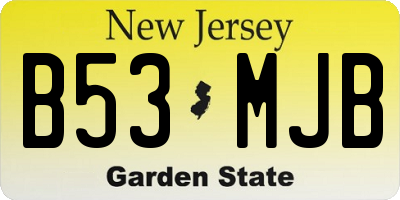NJ license plate B53MJB