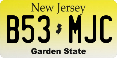 NJ license plate B53MJC