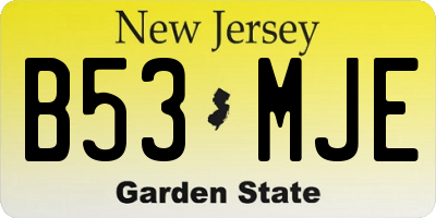 NJ license plate B53MJE