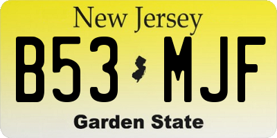 NJ license plate B53MJF