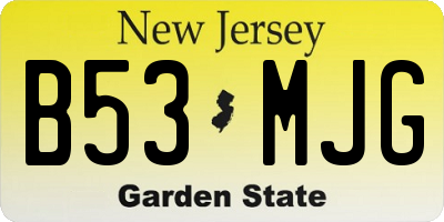 NJ license plate B53MJG