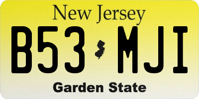 NJ license plate B53MJI