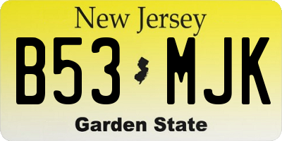 NJ license plate B53MJK