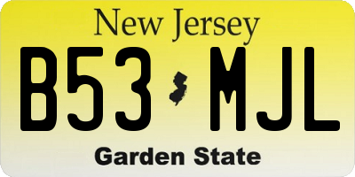 NJ license plate B53MJL