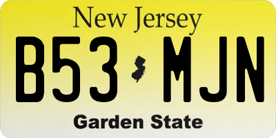 NJ license plate B53MJN