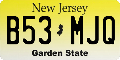 NJ license plate B53MJQ