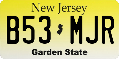 NJ license plate B53MJR
