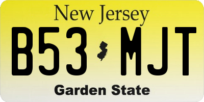 NJ license plate B53MJT