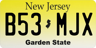 NJ license plate B53MJX