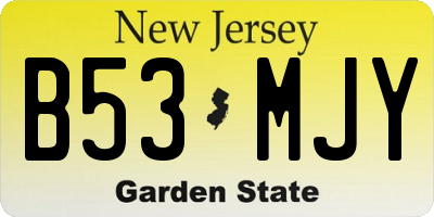 NJ license plate B53MJY