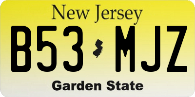 NJ license plate B53MJZ
