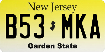 NJ license plate B53MKA