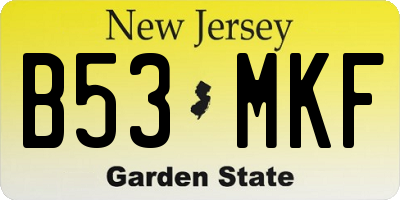 NJ license plate B53MKF