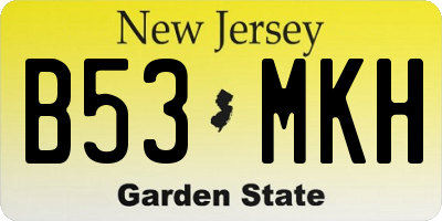 NJ license plate B53MKH