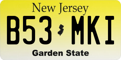 NJ license plate B53MKI