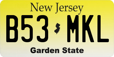 NJ license plate B53MKL