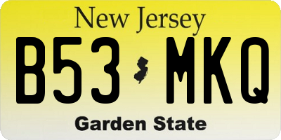 NJ license plate B53MKQ