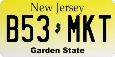 NJ license plate B53MKT