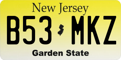 NJ license plate B53MKZ