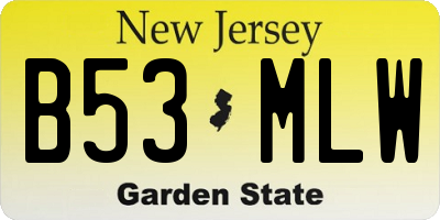 NJ license plate B53MLW