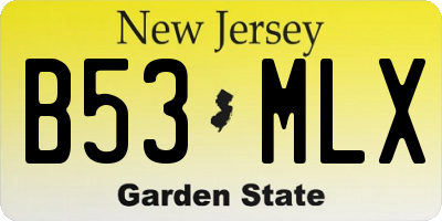 NJ license plate B53MLX