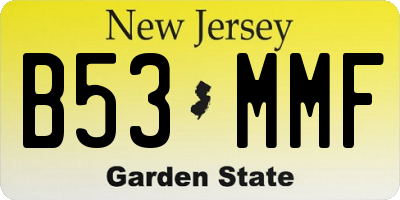 NJ license plate B53MMF