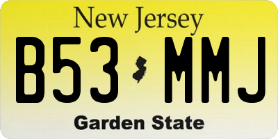 NJ license plate B53MMJ
