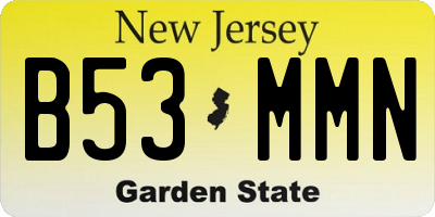 NJ license plate B53MMN