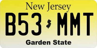 NJ license plate B53MMT