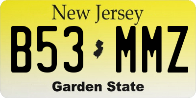 NJ license plate B53MMZ