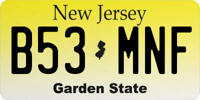NJ license plate B53MNF