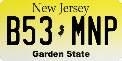 NJ license plate B53MNP