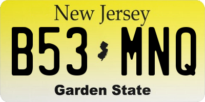 NJ license plate B53MNQ