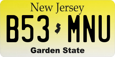 NJ license plate B53MNU