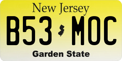 NJ license plate B53MOC