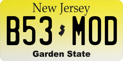 NJ license plate B53MOD