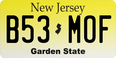 NJ license plate B53MOF