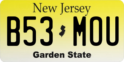 NJ license plate B53MOU