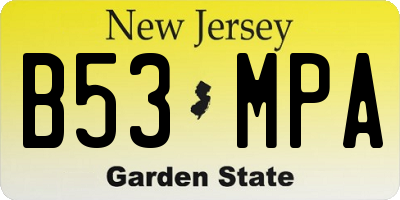 NJ license plate B53MPA