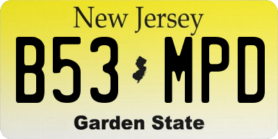 NJ license plate B53MPD