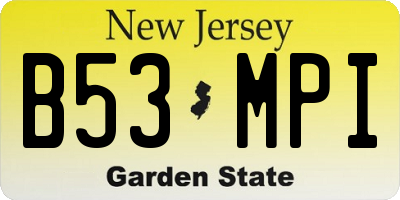 NJ license plate B53MPI