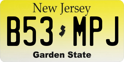 NJ license plate B53MPJ