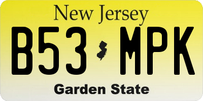NJ license plate B53MPK